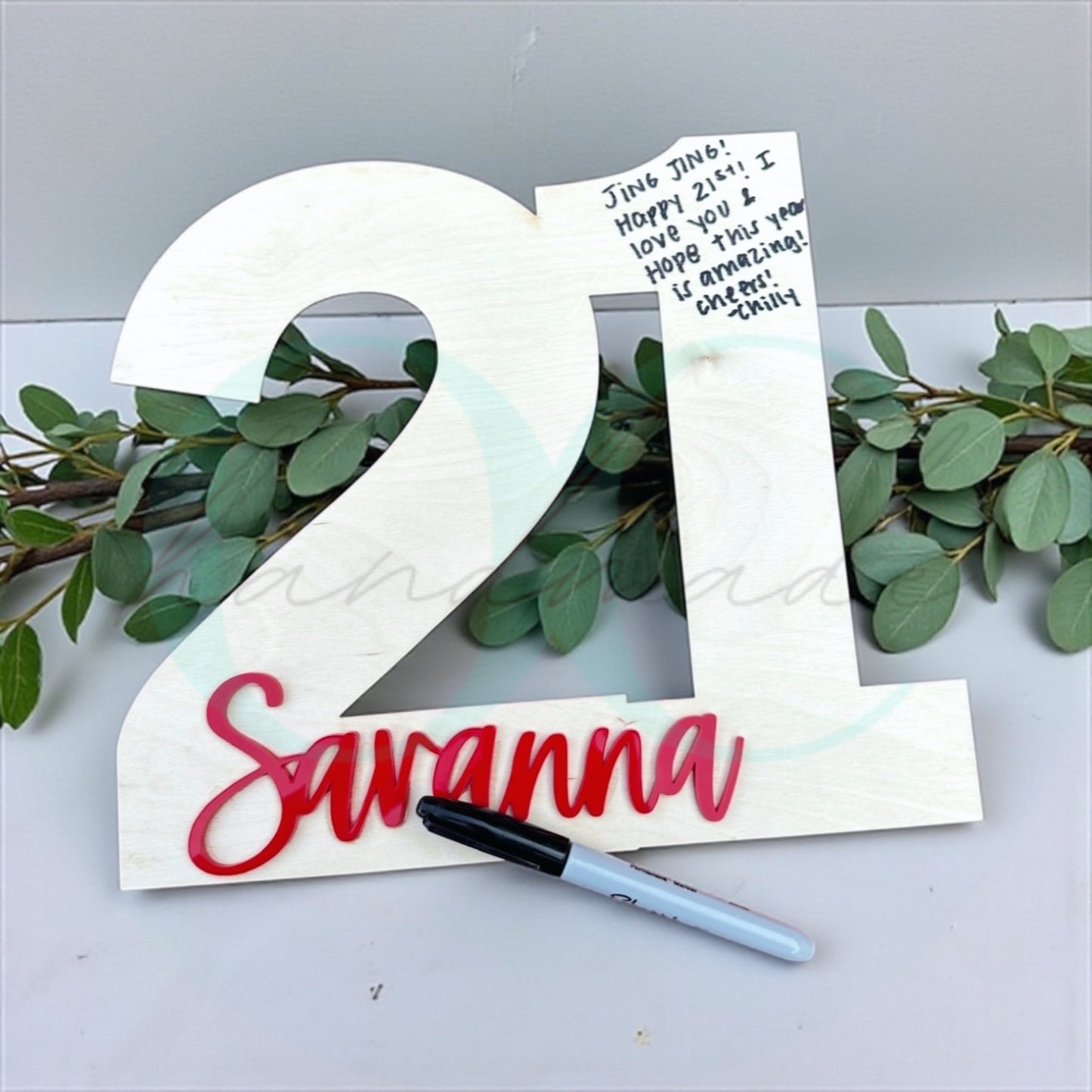 21st Birthday Wood Guest Book Sign