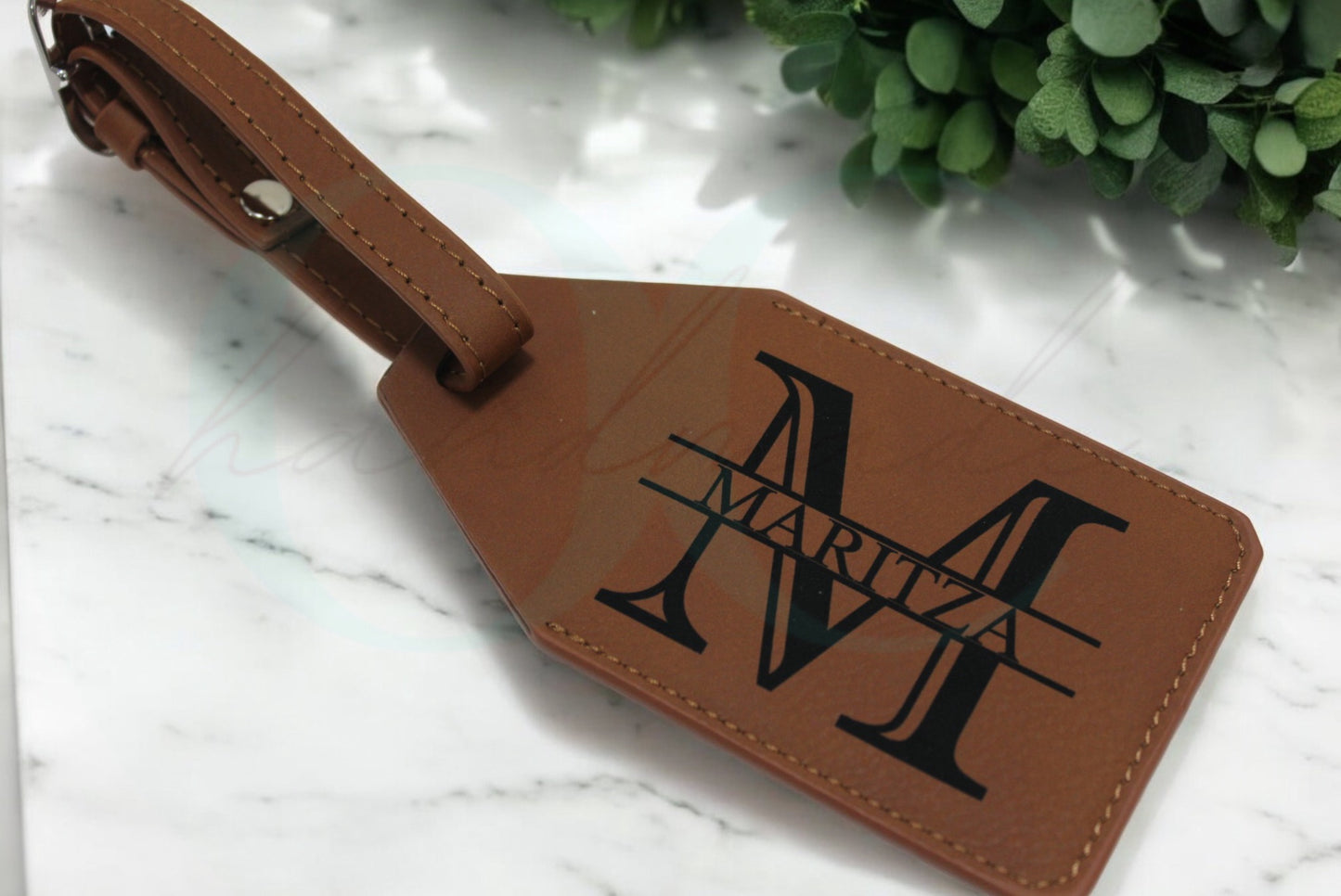 Monogram Leather Luggage Tag