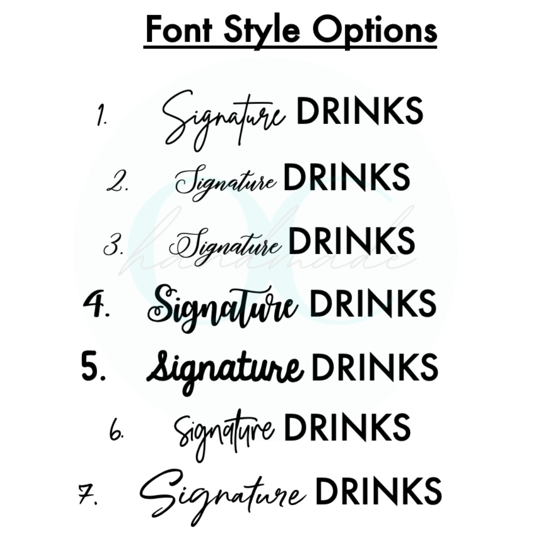 His & Hers Signature Drinks Bar Menu Acrylic Sign