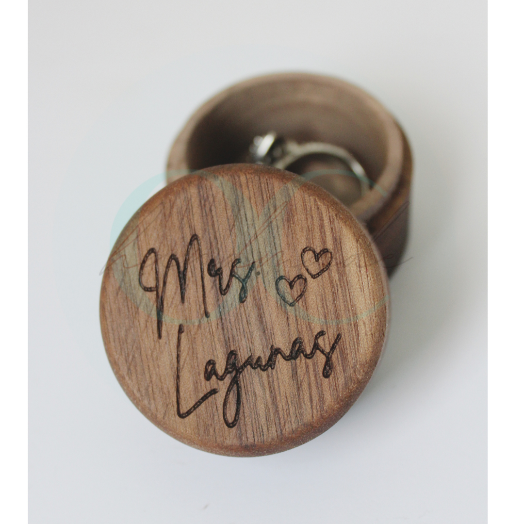 Engraved Wooden Ring Box