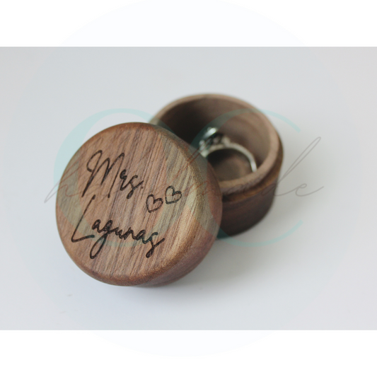 Engraved Wooden Ring Box