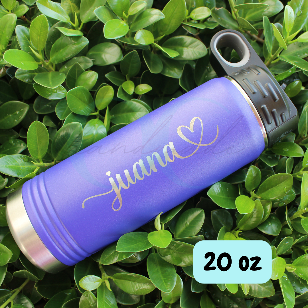 20 oz Purple Personalized Flip Top Water Bottle