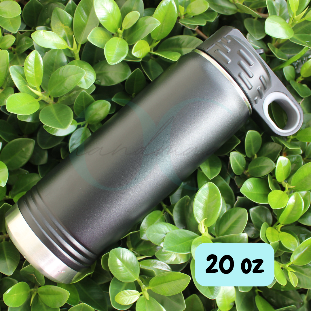 20 oz Black Personalized Flip Top Water Bottle