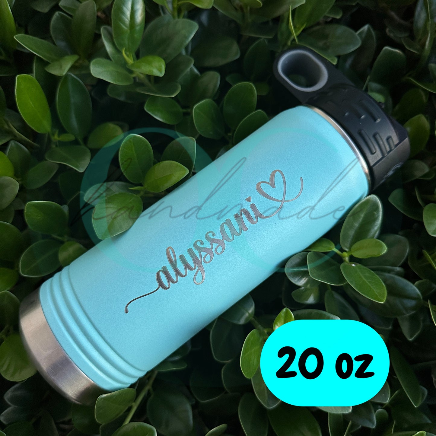 20 oz Mint Personalized Flip Top Water Bottle