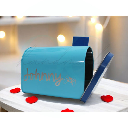 BLUE Personalized Tin Mailbox