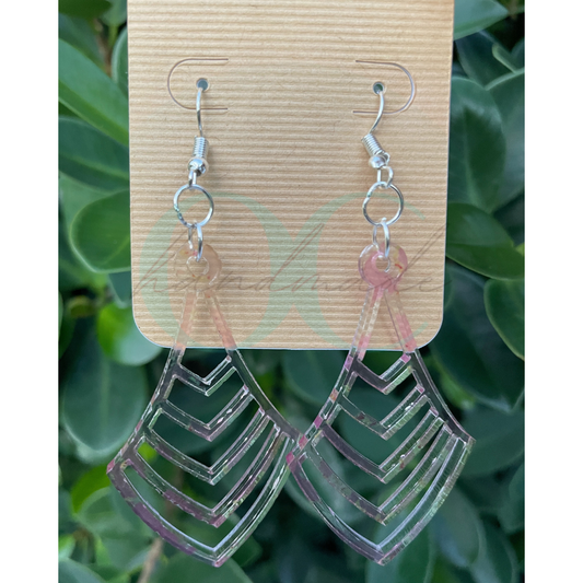 Flirty Speckled Pink • Geometric Acrylic Earrings