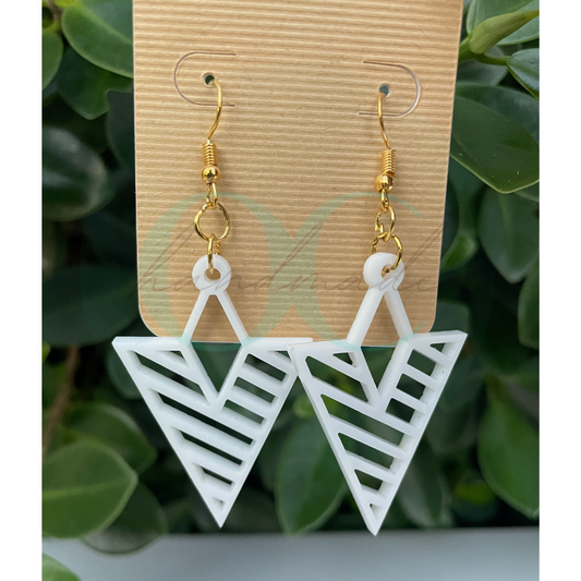Classy White Gold • Geometric Acrylic Earrings